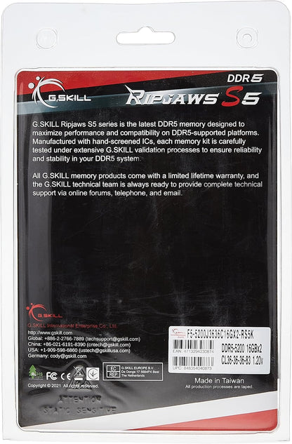 G.Skill Ripjaws S5 module de mémoire 32 Go 2 x 16 Go DDR5 5200 MHz