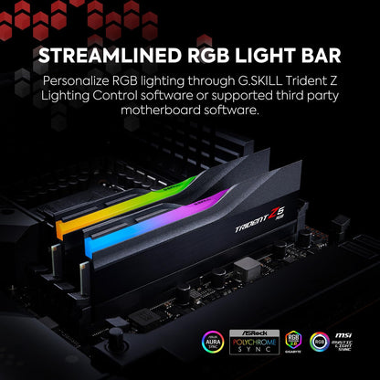 G.SKILL Trident Z5 RGB Series (Intel XMP 3.0) DDR5 RAM 48GB (2x24GB) 8200MT/s CL40-52-52-131 1.35V Desktop Computer Memory UDIMM - Matte Black (F5-8200J4052F24GX2-TZ5RK
