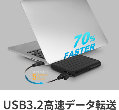 Silicon Power SP SP020TBPHD66SS3K Portable Hard Drive 2TB 2.5 Inch External USB 3.2 Gen1 Compatible (USB3.1 / USB3.0 / USB2.0 Compatible), IPX4, Waterproof, Shockproof, Black Black 2TB A66 Shock Absorbing Rubber