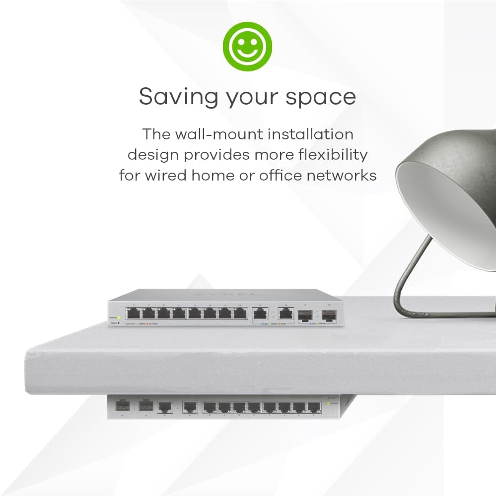Zyxel Multi-Gig 12-Port Web Managed Switch met 2-Port 2.5G/2-Port 10G SFP+ Desktop/Wallmount