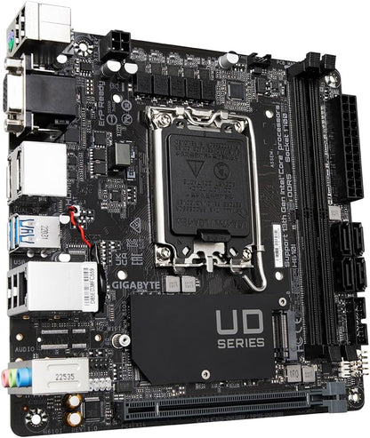 Gigabyte H610I Motherboard - Supports Intel Core 14th CPUs, 4+1+1 Hybrid Digital VRM, up to 5600MHz DDR5, 1xPCIe 3.0 M.2, GbE LAN, USB 3.2 Gen 1