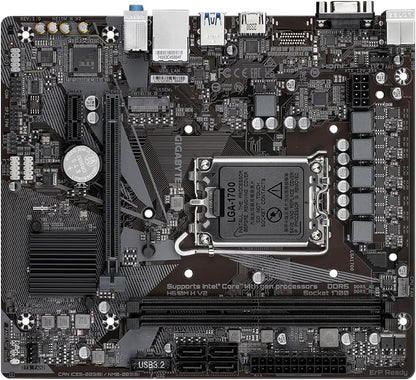 Gigabyte H610M H V2 Motherboard - Supports Intel Core 14th CPUs, 4+1+1 Hybrid Digital VRM, up to 5600MHz DDR5, 1xPCIe 3.0 M.2, GbE LAN, USB 3.2 Gen 1