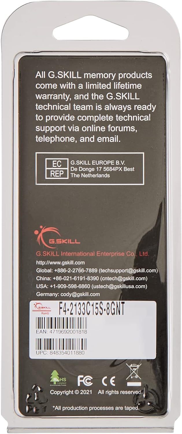 Gskill F4 2133 °C15S F3-1600 °C11D-8GNT Memory D4 2133 8GB C15 NT 1x 8GB 1.2 V, black - black