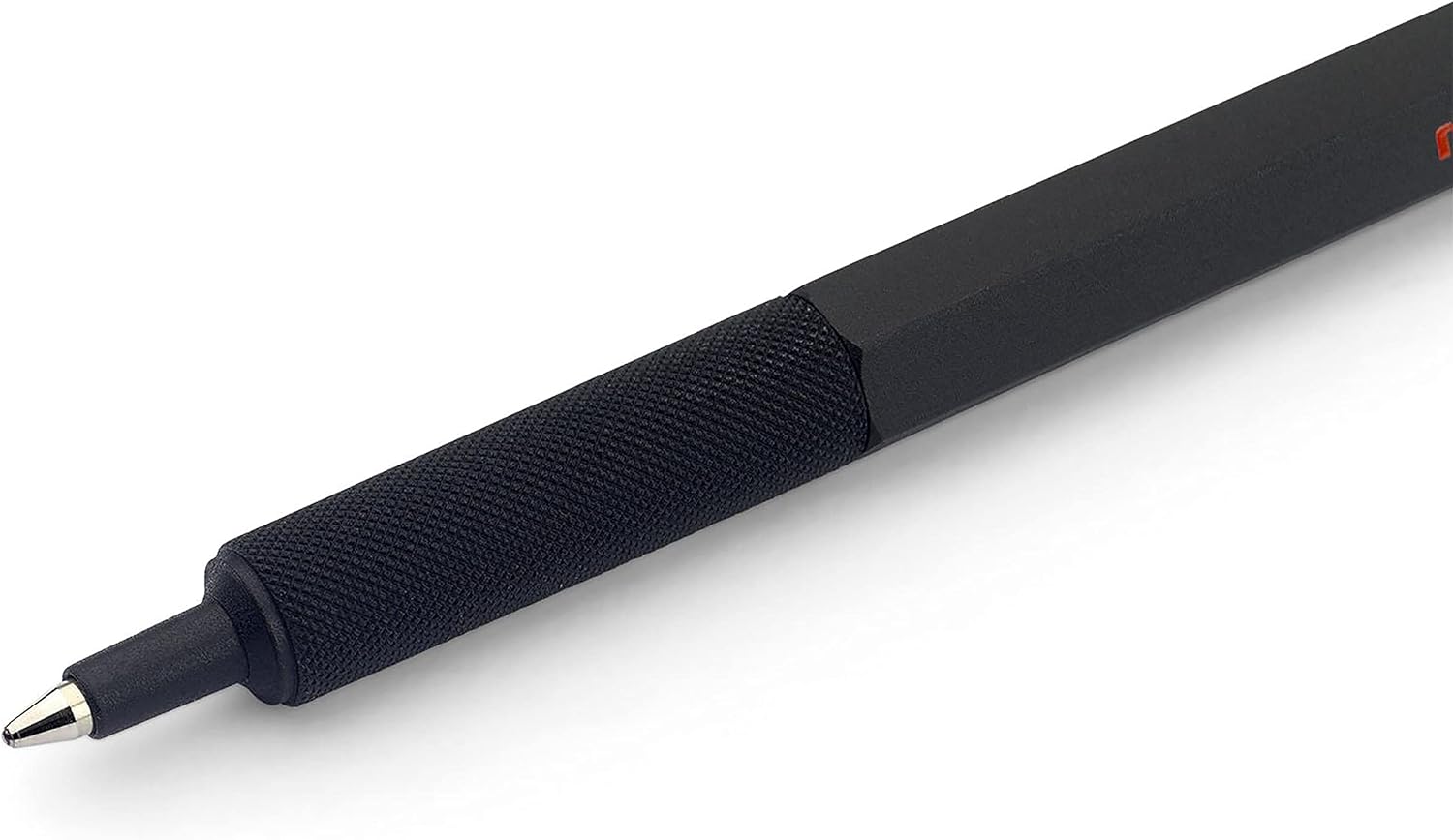 rOtring 600 Ballpoint Pen | Medium Point | Black Ink | Black Barrel with Non-Slip Knurled Grip | Refillable
