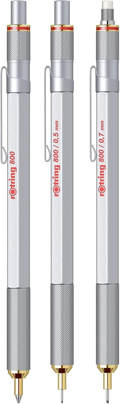 rOtring 800 Ballpoint Pen | Medium Point | Black Ink | Silver Barrel | Refillable