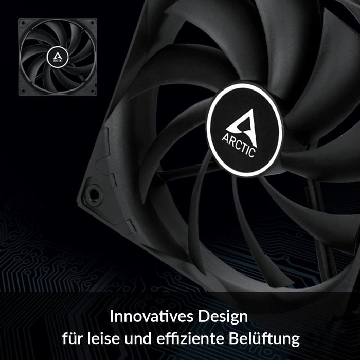 ARCTIC F12 TC - PC Lüfter, 120 mm Gehäuselüfter, temperaturgesteuert, Standard Case Fan, Temperatursensor reguliert RPM, Push- oder Pull-Konfiguration, 300-1350 rpm - Schwarz F12 TC (schwarz) divers