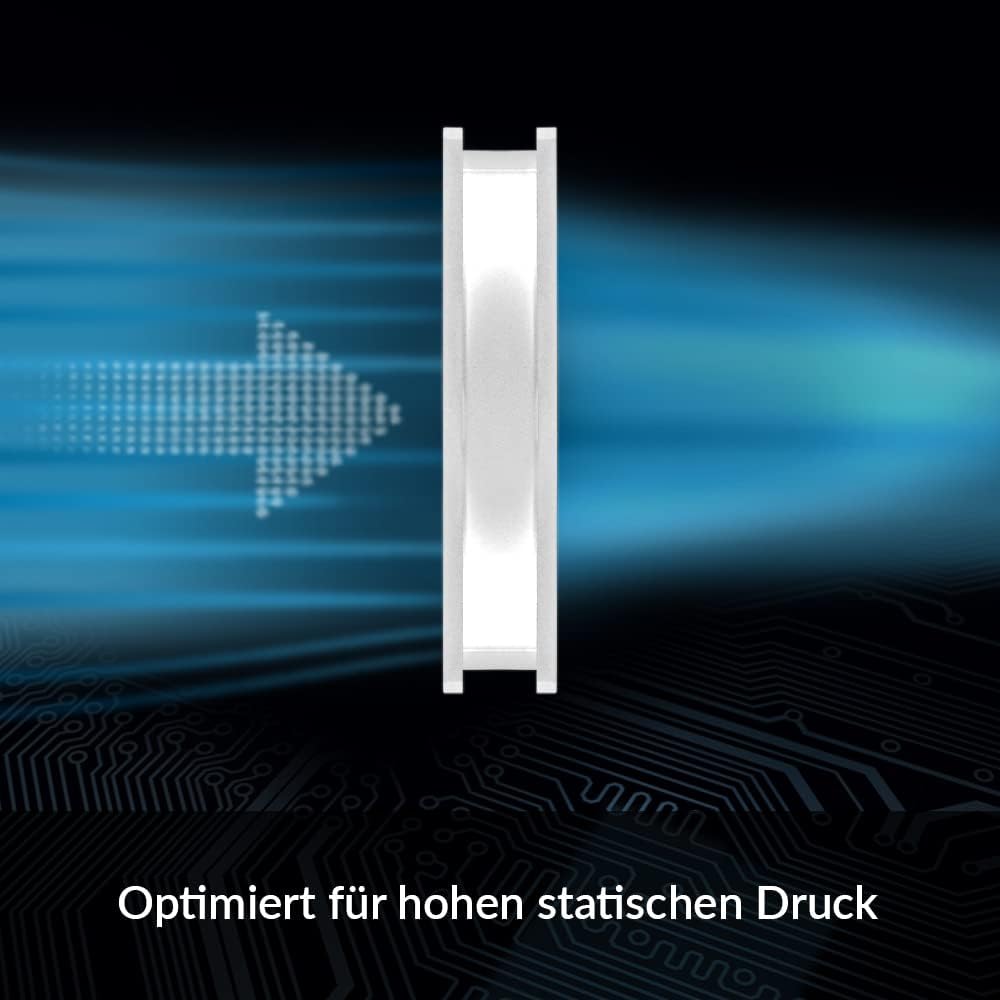 ARCTIC P12 PWM PST A-RGB - PC Lüfter, 120 mm PWM PST Gehäuselüfter optimiert für statischen Druck, Case Fan, Semi-Passiv: 200-2000 rpm (0 rpm <5%), 5V 3 Pin ARGB-LED, Einzellüfter - Weiß 1 Stück weiß