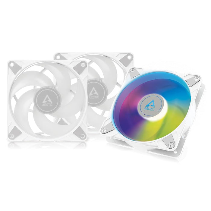ARCTIC P12 PWM PST A-RGB (3 Pack) - PC Fan, 120mm Fan, PC Case Fan, Optimized for static pressure, Semi-passive: 200-2000 rpm (0 rpm <5%), 5V 3 pin ARGB LED - White P12 PWM PST A-RGB, 3 Pack (white) white