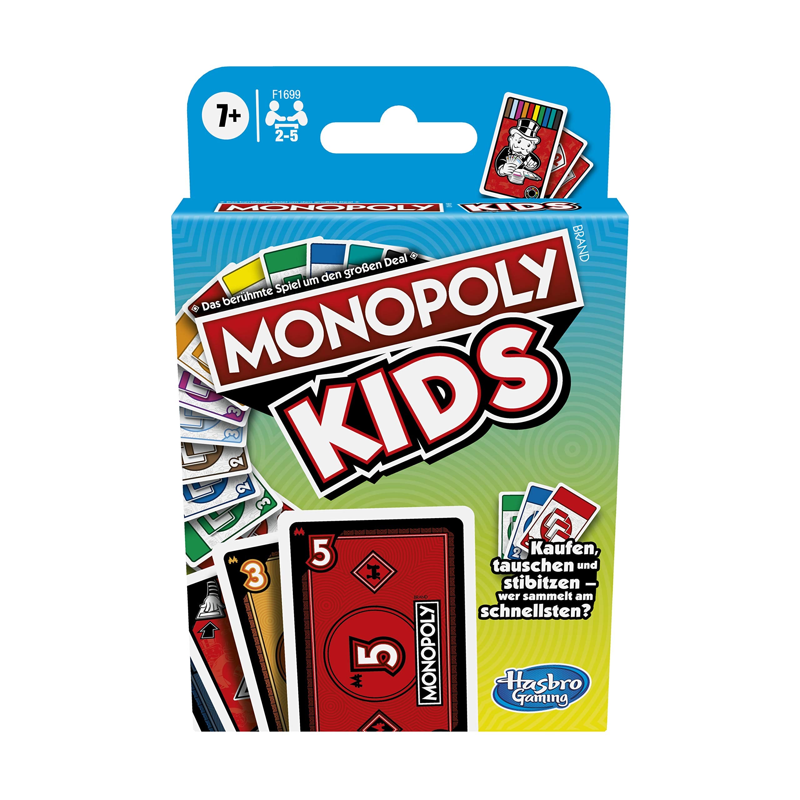 Monopoly Bid Game, Quick-Playing Card Game For 4 Players, Game For Families And Kids Ages 7 And Up