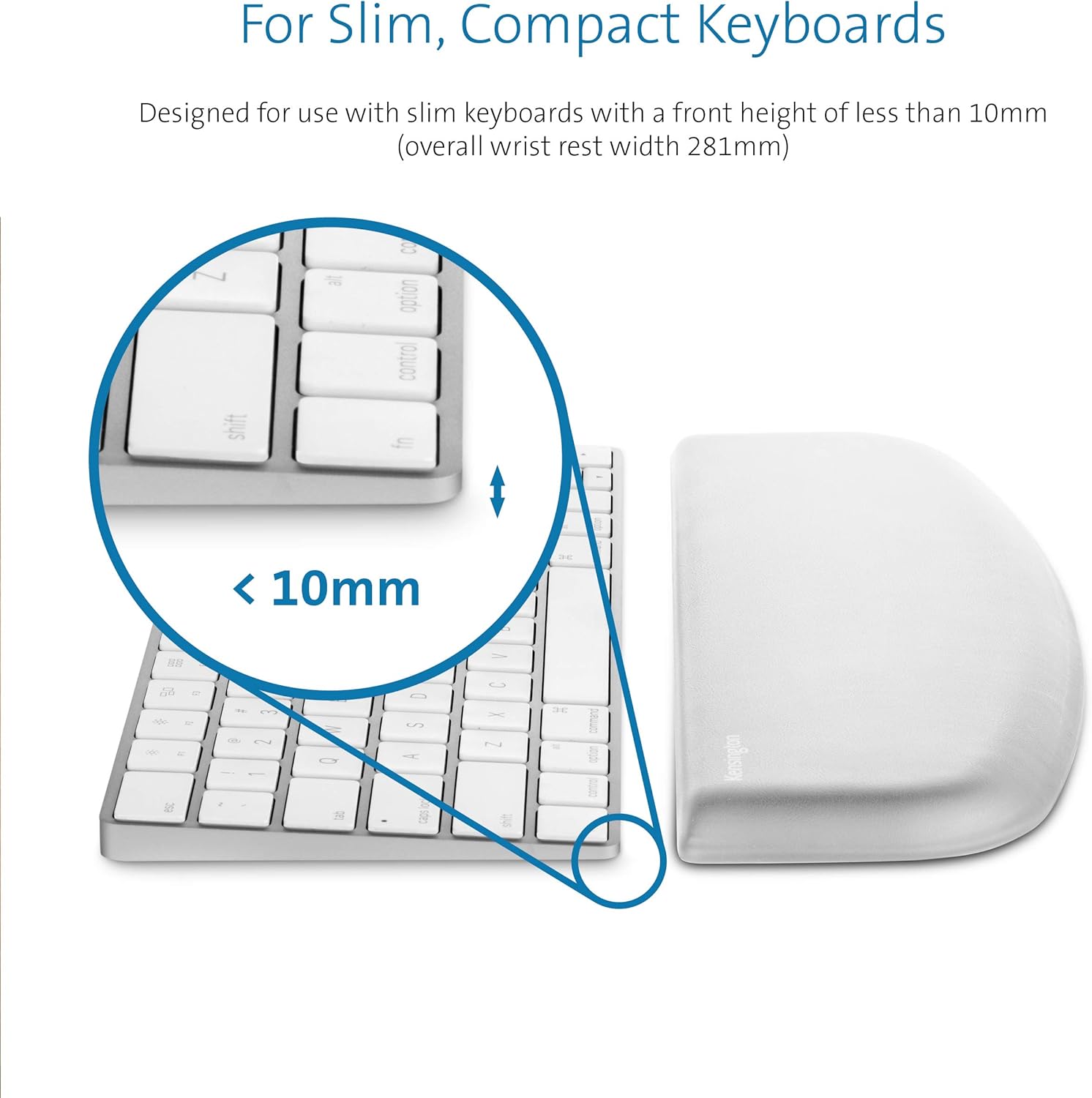 Kensington K50435EU ErgoSoft Wrist Rest Support for Slim, Compact Keyboard, Home Office, Grey - Ergonomist Approved - Professional Design for Function and Use with MacBook, iMac, Surface, Desktop Compact Keyboard Wrist Rest Grey