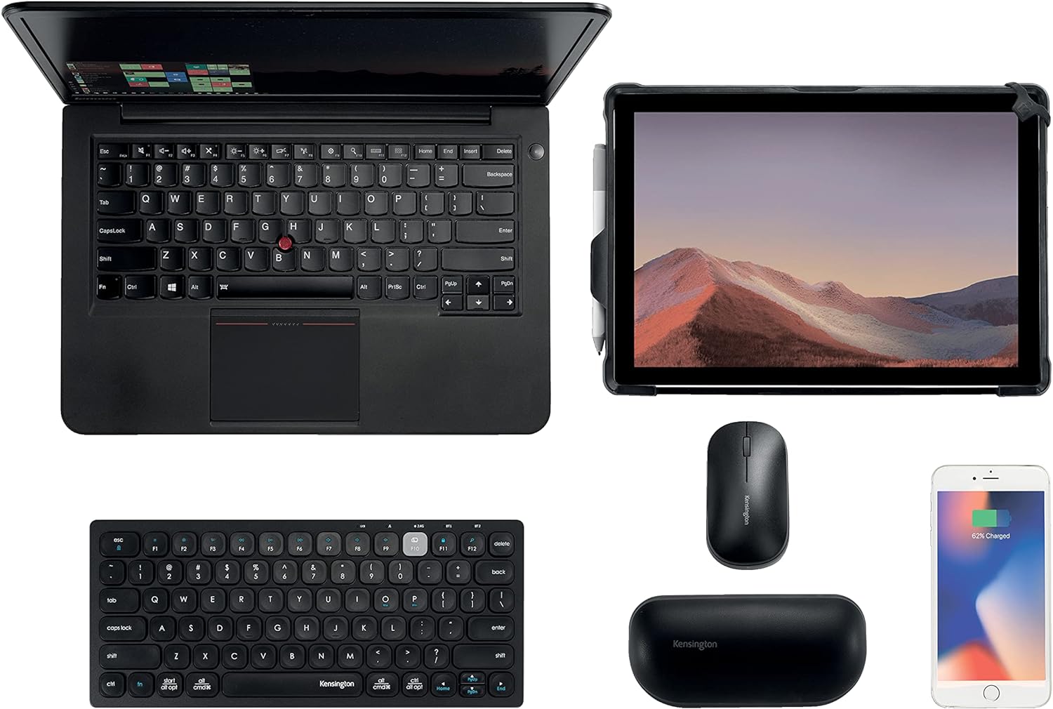 Kensington Compact Multi-Device Dual Wireless Keyboard, Bluetooth Enabled, Windows, Mac, iOS, ChromeOS Compatible, K75502DE, Black