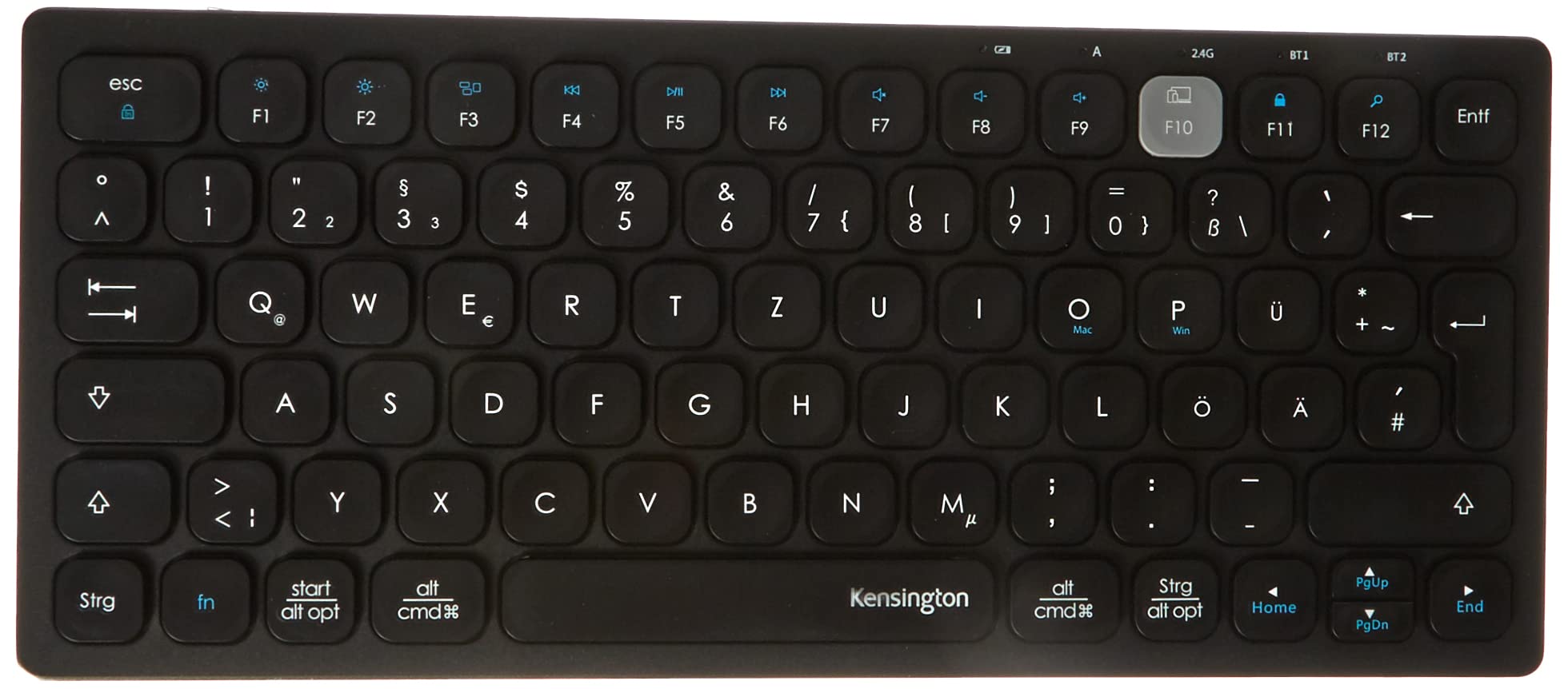 Kensington Compact Multi-Device Dual Wireless Keyboard, Bluetooth Enabled, Windows, Mac, iOS, ChromeOS Compatible, K75502DE, Black