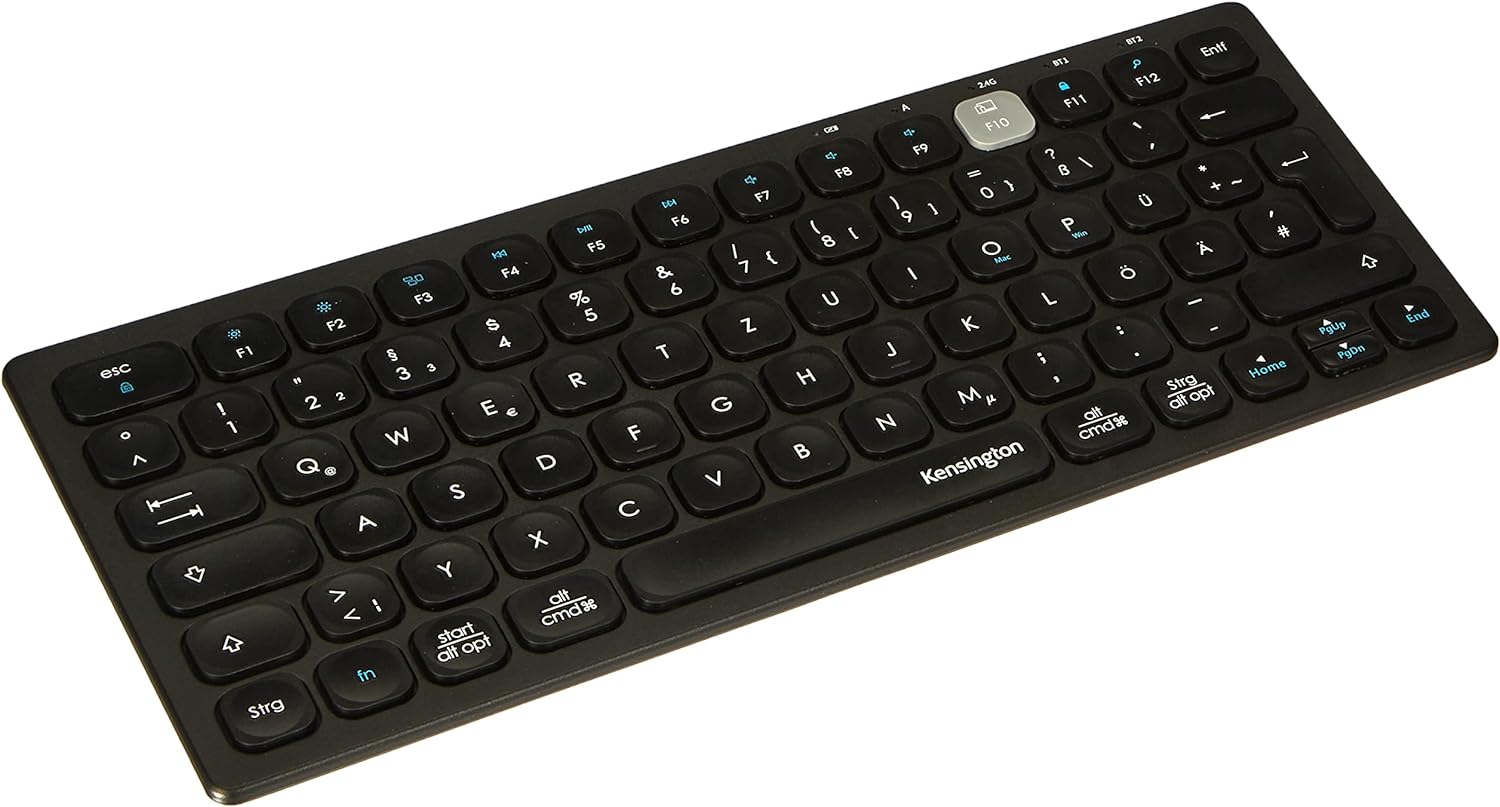 Kensington Compact Multi-Device Dual Wireless Keyboard, Bluetooth Enabled, Windows, Mac, iOS, ChromeOS Compatible, K75502DE, Black