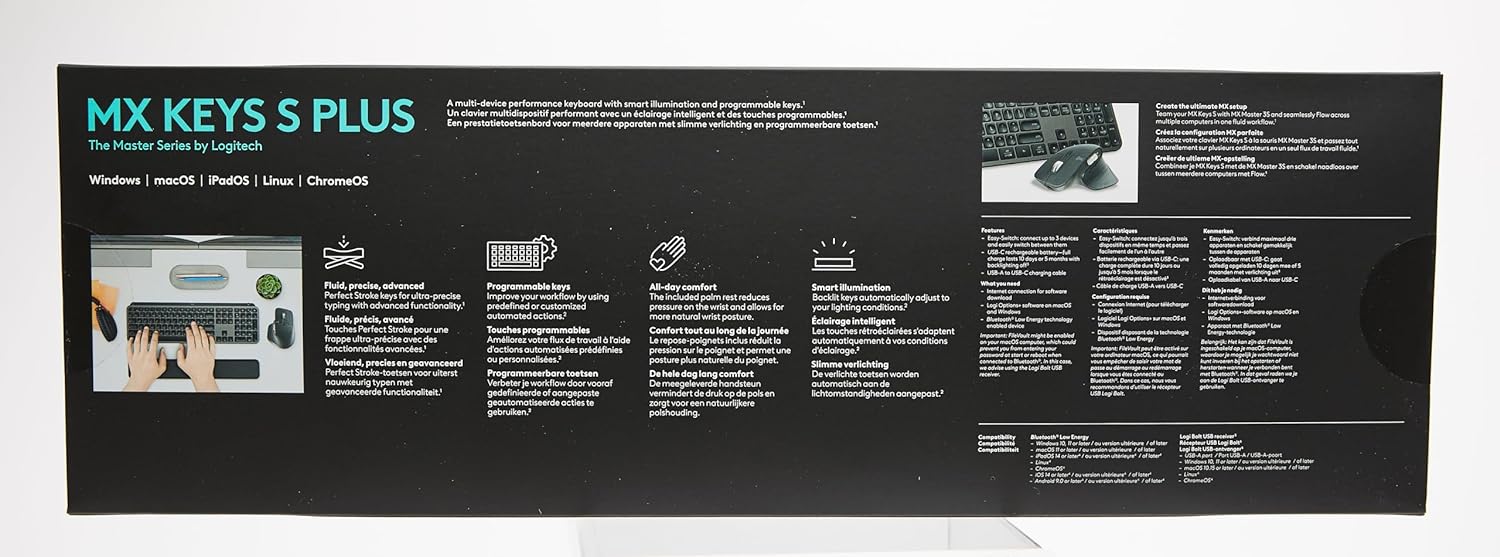 Logitech MX Keys S Plus - Graphite, QWERTY US International Layout