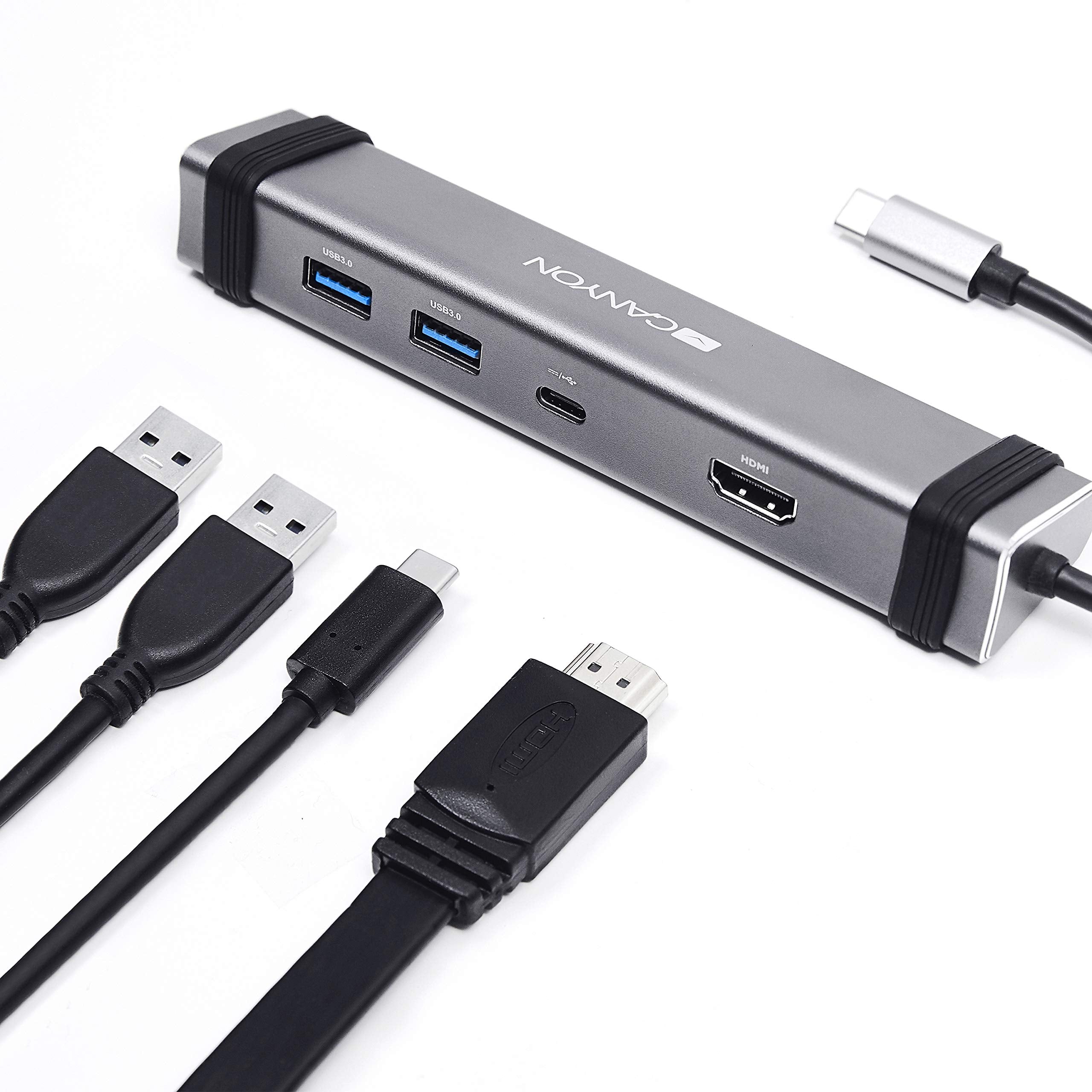 Canyon USB C Hub, 4-In-1 USB-C Docking-Station und Laptop Ständer, Mehrfach Port Verteiler inkl. 4K HDMI, Adaptive 3.0 USB Typ A Lade-Anschlüsse, Multiport Adapter