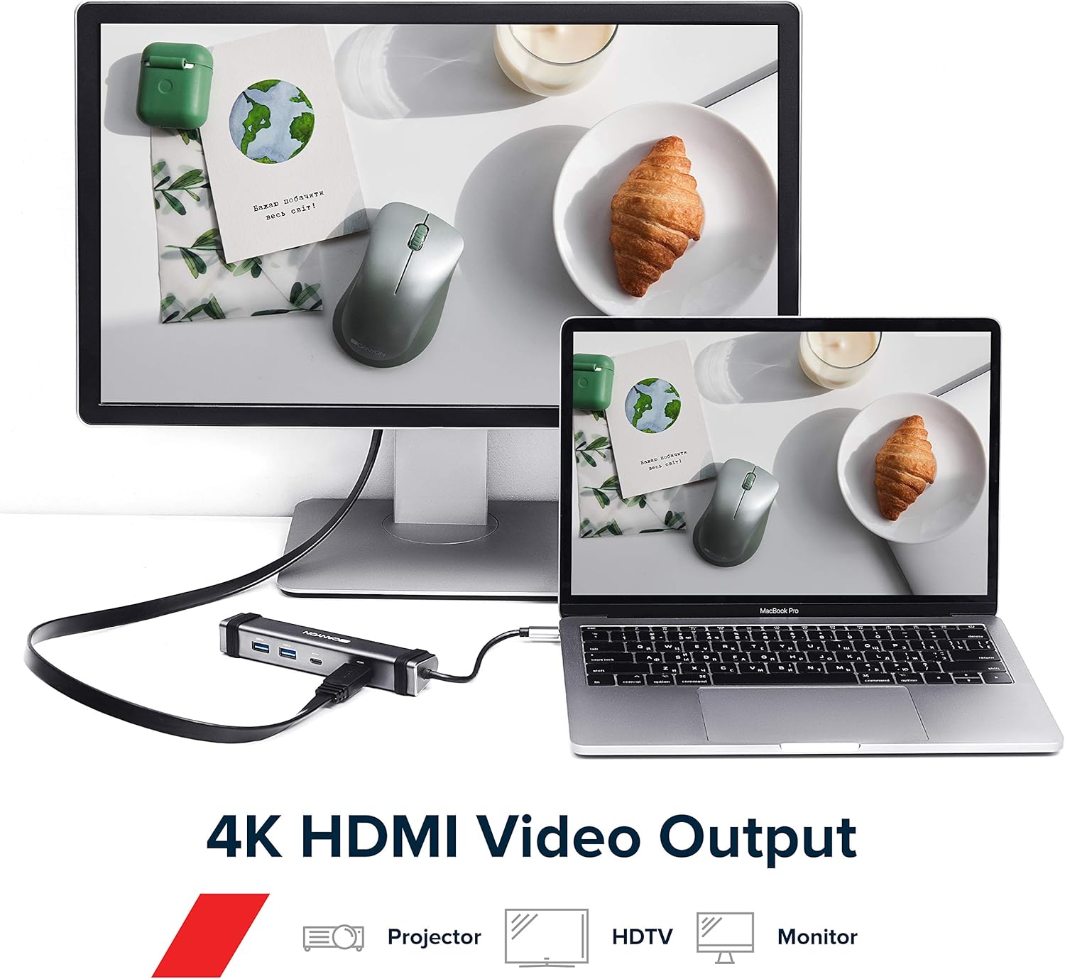 Canyon USB C Hub, 4-In-1 USB-C Docking-Station und Laptop Ständer, Mehrfach Port Verteiler inkl. 4K HDMI, Adaptive 3.0 USB Typ A Lade-Anschlüsse, Multiport Adapter