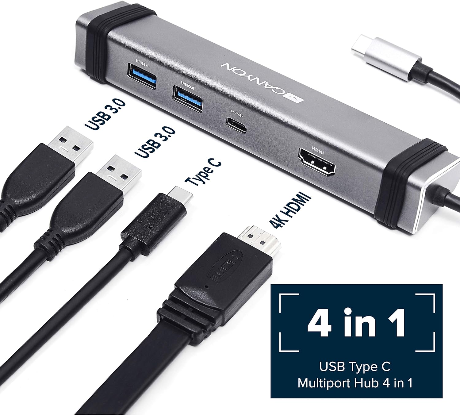 Canyon USB C Hub, 4-In-1 USB-C Docking-Station und Laptop Ständer, Mehrfach Port Verteiler inkl. 4K HDMI, Adaptive 3.0 USB Typ A Lade-Anschlüsse, Multiport Adapter
