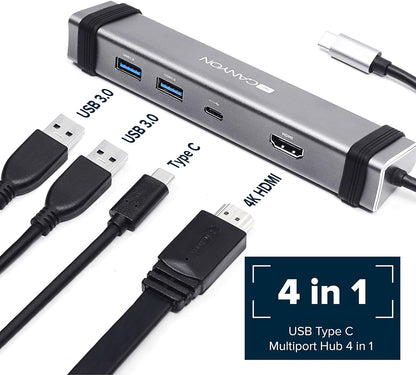 Canyon USB C Hub, 4-In-1 USB-C Docking-Station und Laptop Ständer, Mehrfach Port Verteiler inkl. 4K HDMI, Adaptive 3.0 USB Typ A Lade-Anschlüsse, Multiport Adapter