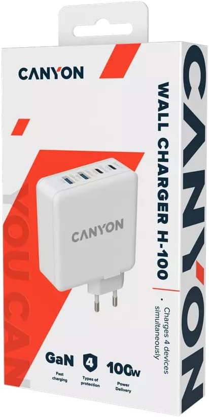 Canyon Fast Charge GaN Wall Charger H-100 (CND-CHA100W01)