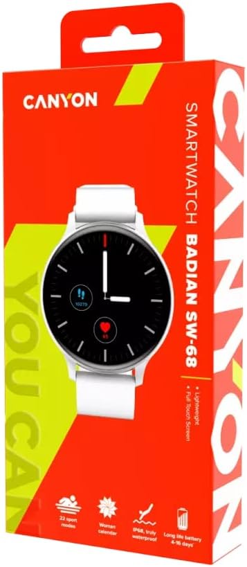 CANYON Badian SW-68 Smartwatch Silver/White 45 mm DE, 45mm