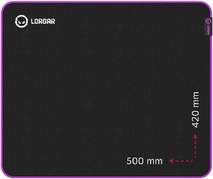 LORGAR Mousepad Main 315 500 mm x 420 mm x 3 mm High Speed Black