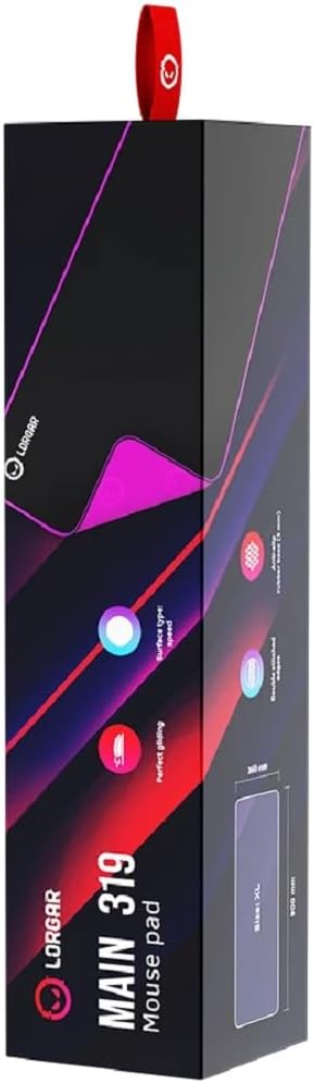 LORGAR Mousepad Main 319 900 mm x 360 mm x 3 mm High Speed Black