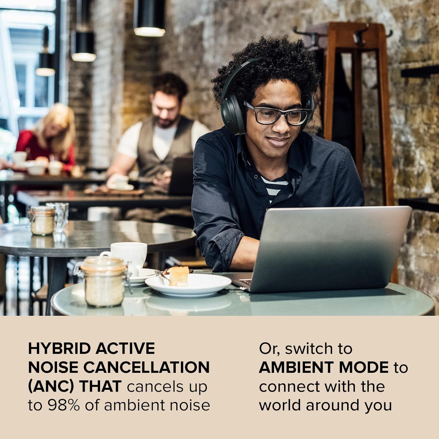 CREATIVE Zen Hybrid 2 Wireless Over-ear Headphones, Up to 67 Hours (ANC off), Hybrid Active Noise Cancellation, Ambient Mode (Cream