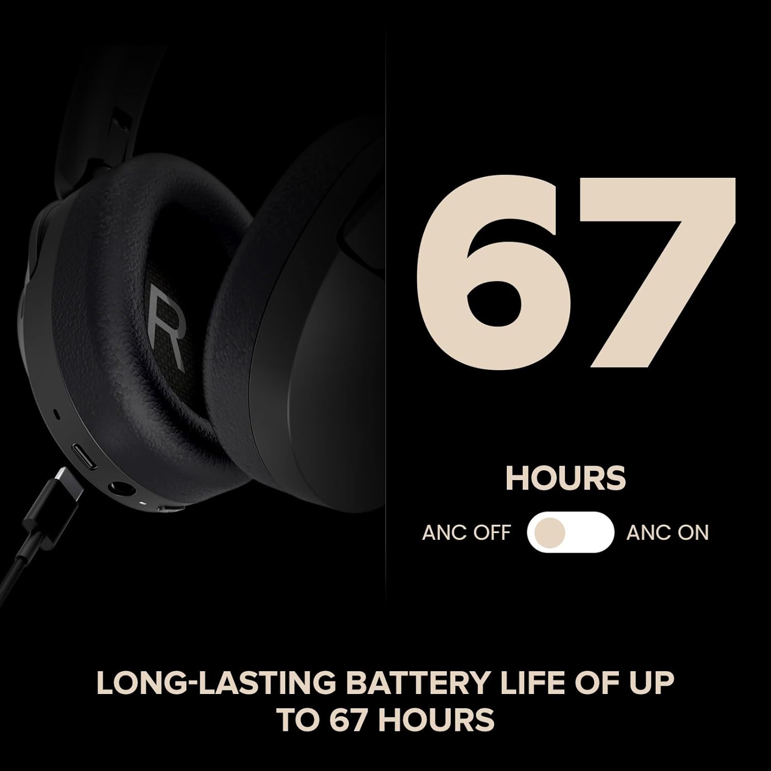 CREATIVE Zen Hybrid 2 Wireless Over-ear Headphones, Up to 67 Hours (ANC off), Hybrid Active Noise Cancellation, Ambient Mode (Cream