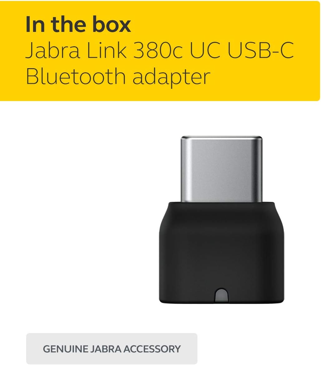 Jabra Link 380c UC USB-C Bluetooth Adapter – Wireless Dongle for Evolve2 85 and 65 Headsets Unified Communications USB-C