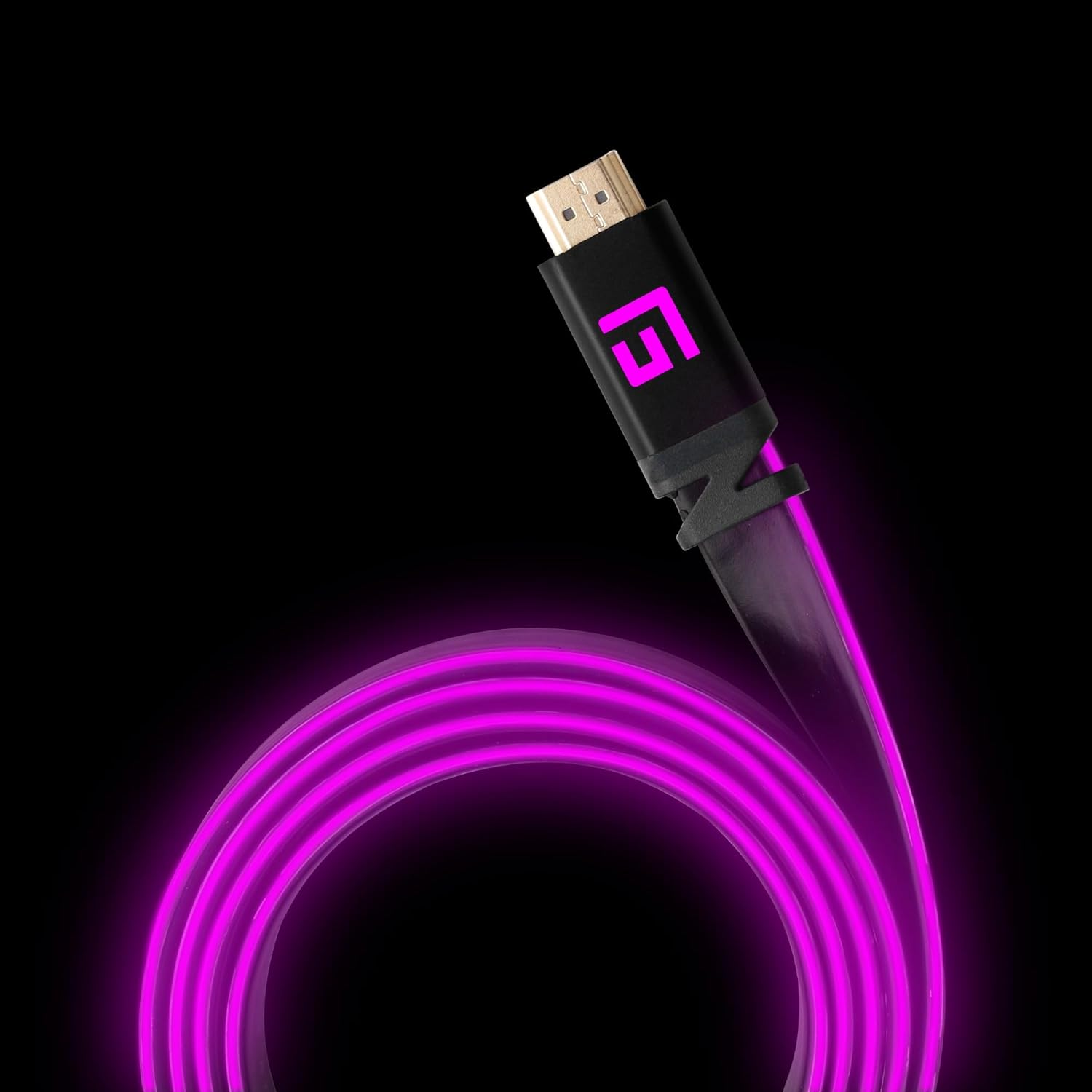FLOATING GRIP Premium HDMI Cable with LED Light, v2.1, High-Speed 8K@60Hz, Ethernet Ready (5ft/1,5M, Pink) 5ft/1,5M Pink