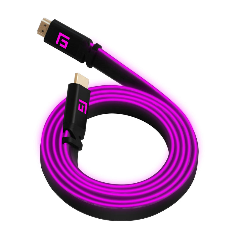 FLOATING GRIP Premium HDMI Cable with LED Light, v2.1, High-Speed 8K@60Hz, Ethernet Ready (5ft/1,5M, Pink) 5ft/1,5M Pink