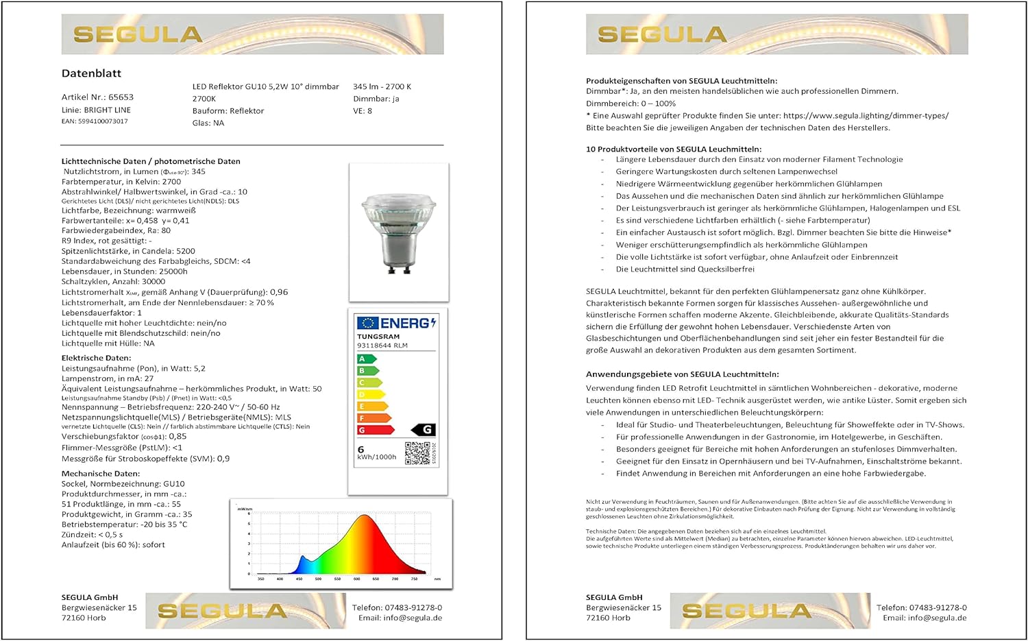 Segula LED Reflektor GU10 5,2W 10Ý dimmbar 2700K