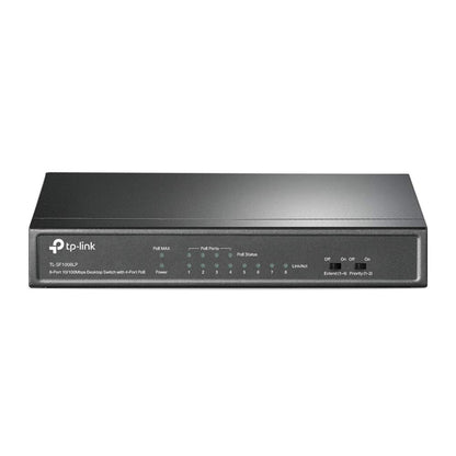 TP-Link TL-SF1008LP 8-Port Fast Ethernet PoE Switch (4 davon mit PoE-Unterstützung, 41W Watt, geschirmte RJ-45 Ports, 250m Übertragungsabdeckung im Extendmodus, Plug&Play, lüfterlos) Schwarz