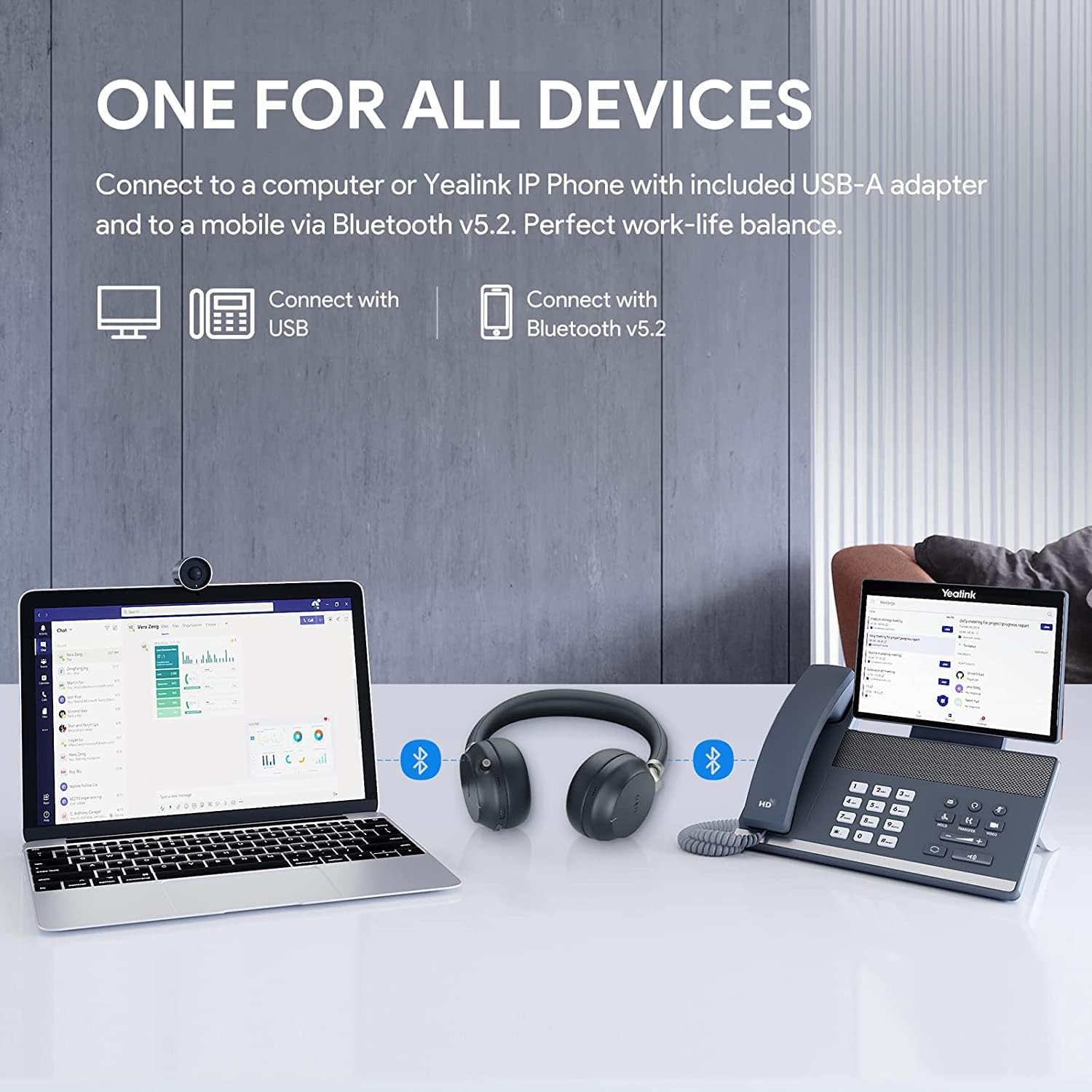 Yealink Bluetooth Headset BH72 Lite Teams Light Gr