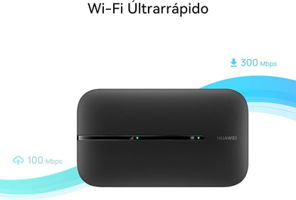 Huawei 4G Mobile WiFi 3 - Mobile WiFi 4G LTE (CAT7+) Access Point, Download Speed up to 300Mbps, 1500mAh Rechargeable Battery, No Setup Required, Portable Wi-Fi, Black