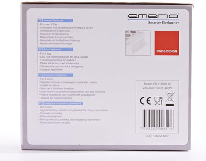 Emerio bester Eierkocher EB-115560 cooks all three cooking levels  in just one cooking process with perfect result and voice output, unique in technology and design, model 2022