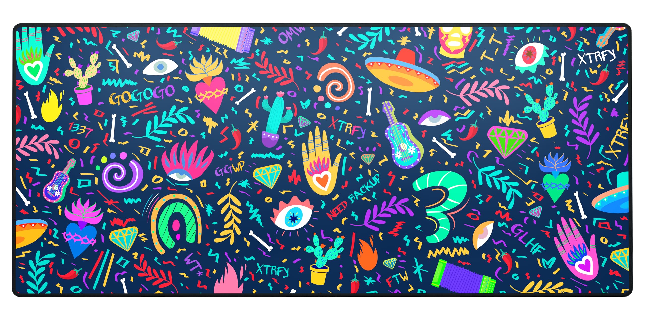 Xtrfy GP5, XL Fabric Gaming Mouse Pad (920 x 400 x 3 mm), Smooth Speed Pad for Precision, Stitched Edges, Non-Slip Underside Machine-Washable, Fiesta Edition