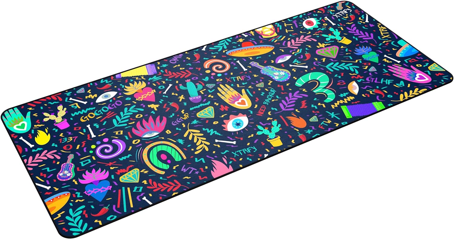 Xtrfy GP5, XL Fabric Gaming Mouse Pad (920 x 400 x 3 mm), Smooth Speed Pad for Precision, Stitched Edges, Non-Slip Underside Machine-Washable, Fiesta Edition