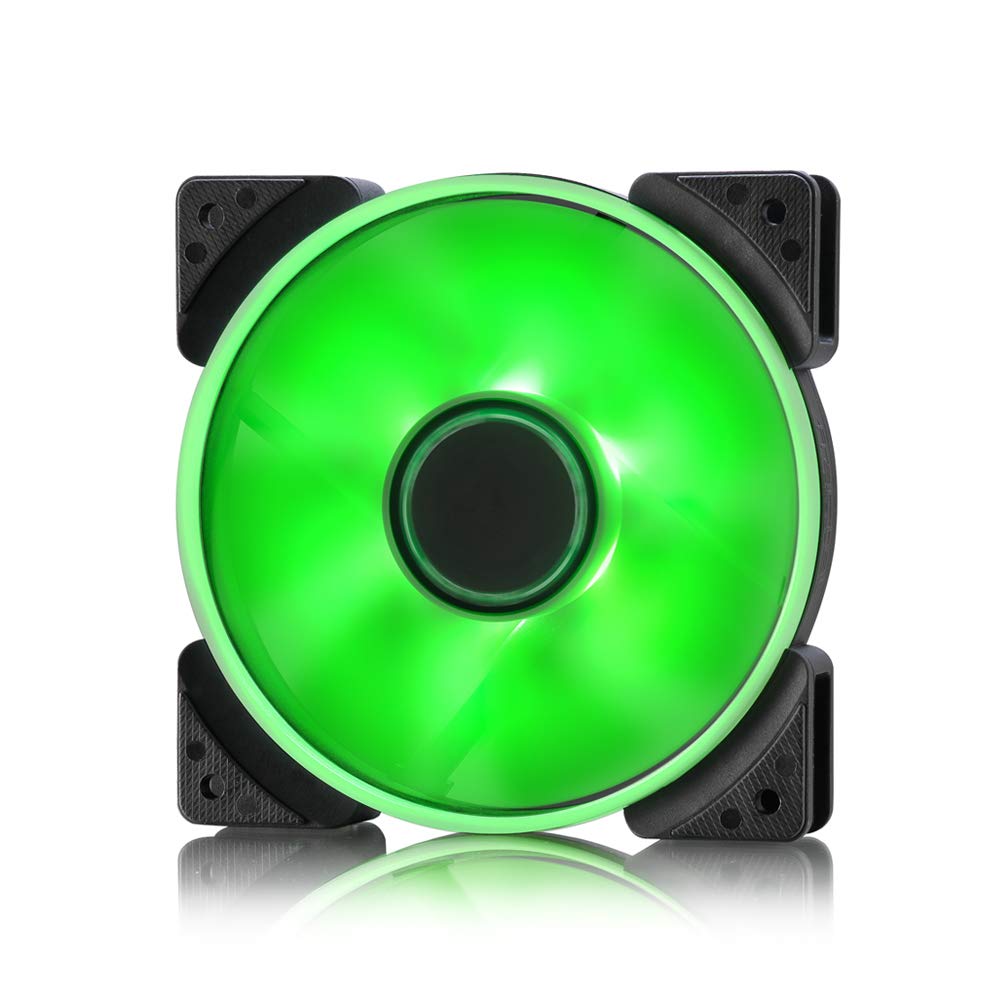 Fractal Design Prisma SL-12 – 120mm Silent Computer Fan - Six green vibrantly coloured LEDs - Optimized for Silent Computing - LLS-Bearings - TripWire Technology - Green (Single)