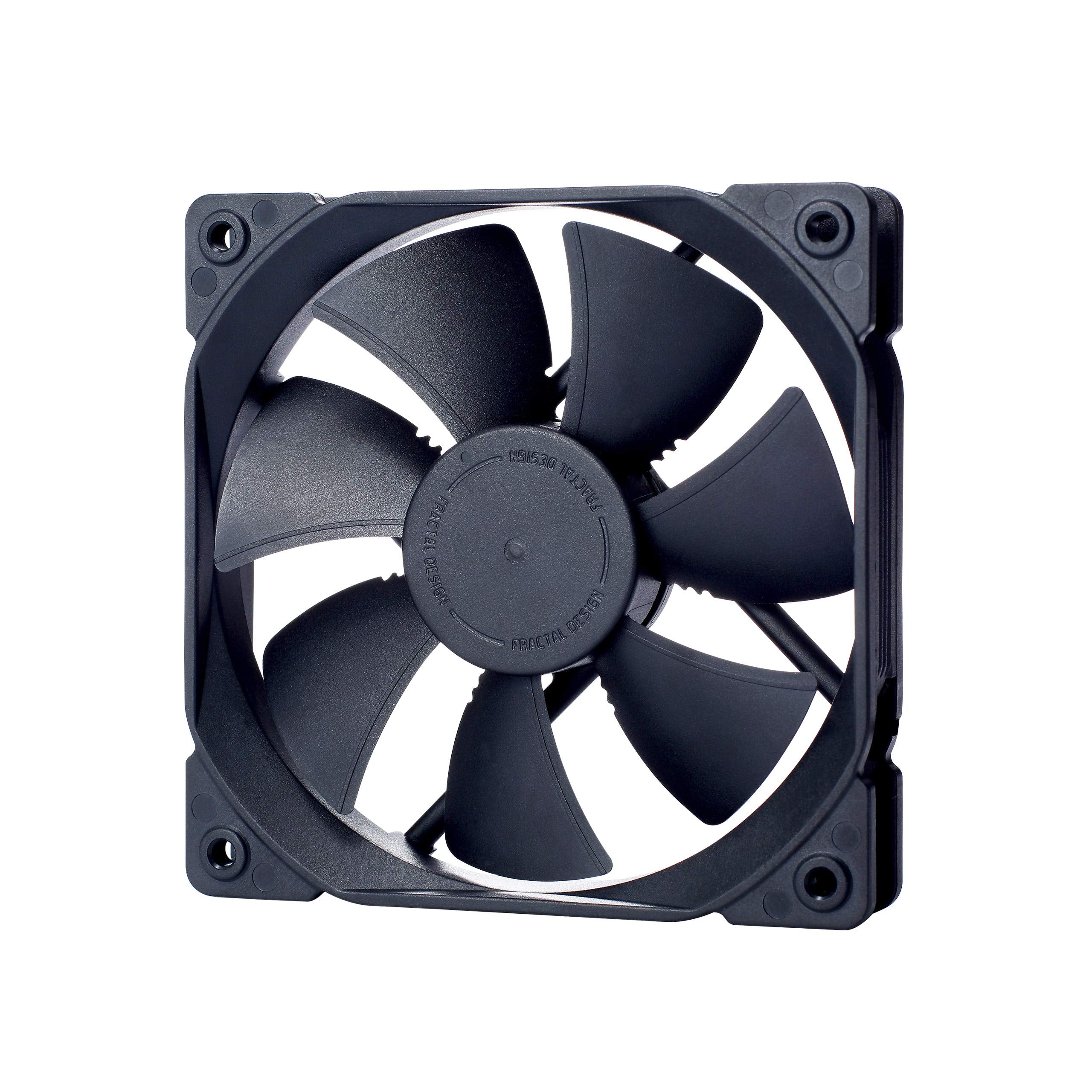 Fractal Design Dynamic X2 GP-12 PWM Computer Fan - Silent Fan - High Airflow – 120x120x25 mm – 2000RPM – FDB-Bearings – Trip Wire - Aerodynamically shaped struts - Black Edition (Single) PWM Black