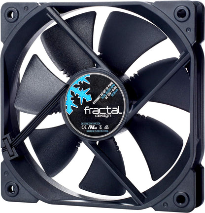 Fractal Design Dynamic X2 GP-12 PWM Computer Fan - Silent Fan - High Airflow – 120x120x25 mm – 2000RPM – FDB-Bearings – Trip Wire - Aerodynamically shaped struts - Black Edition (Single) PWM Black