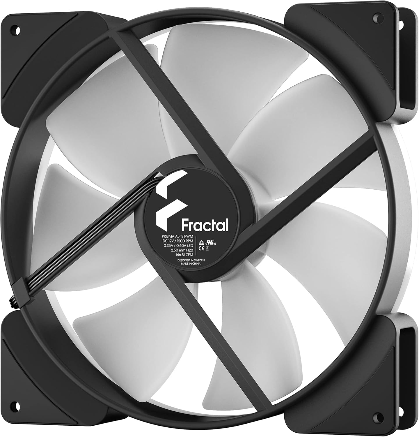 Fractal Design Prisma AL-18 PWM 180 mm Addressable RGB LED LLS Bearing Computer Case Fan