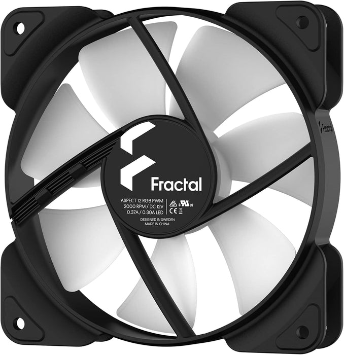 Fractal Design Aspect 12 RGB 120 mm PWM Wide 500-2000 RPM Range Black Frame 3-pack Computer Fan
