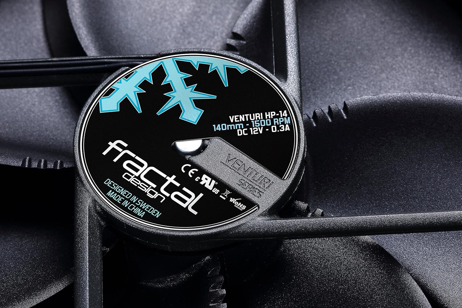 Fractal Design Venturi HP-14 PWM Computer case Fan - Computer Kühlkomponenten (Computergehäuse, Ventilator, Schwarz, Grau) Black HP 140mm