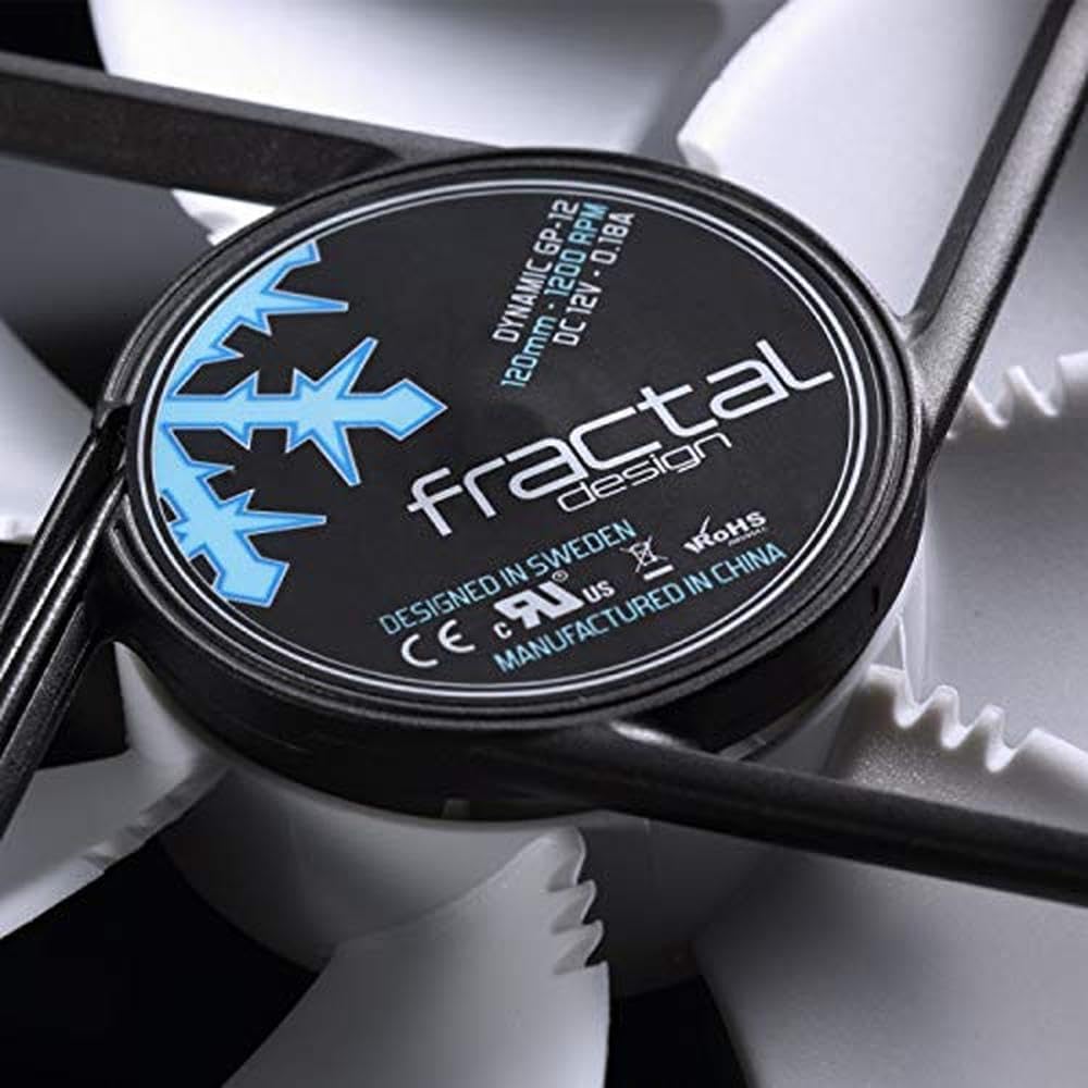 Fractal Design Dynamic X2 GP-12 Computer Fan - Silent Fan - High Airflow – 120x120x25 mm – 1200RPM – FDB-Bearings – Trip Wire - Aerodynamically shaped struts – 12v - Black/White (Single