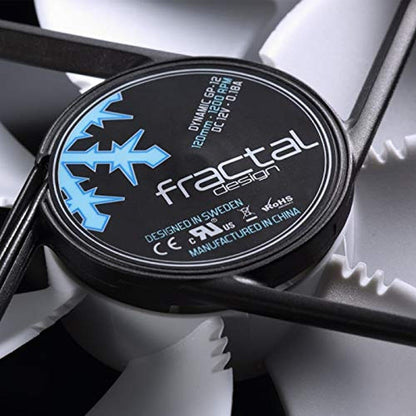Fractal Design Dynamic X2 GP-12 Computer Fan - Silent Fan - High Airflow – 120x120x25 mm – 1200RPM – FDB-Bearings – Trip Wire - Aerodynamically shaped struts – 12v - Black/White (Single