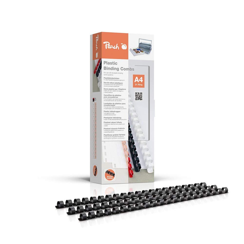 Peach Binding Combs 10mm, 65 A4 sheets, black 10 mm / 65 sheets 100 Stück black