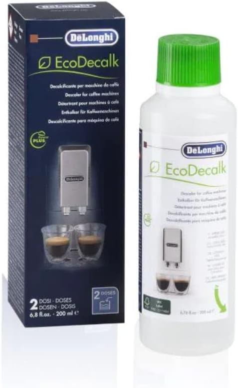De’Longhi Pflegeset DLSC322 - Original EcoDecalk Entkalker und Wasserfilter für Kaffeevollautomaten mit Wasserfilter, Set 200ml Universal Kalklöser für 2 Entkalkungsvorgänge und 2 Wasserfilter