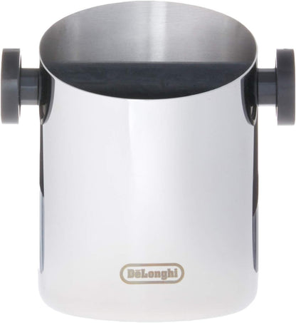 De'Longhi DLSC059 Abschlagbehälter, für Espresso Siebträger, Kaffeesatz Abschlagbox, Kaffeemaschinen Zubehör für den Barista Zuhause, Abklopfbehälter aus Edelstahl Single
