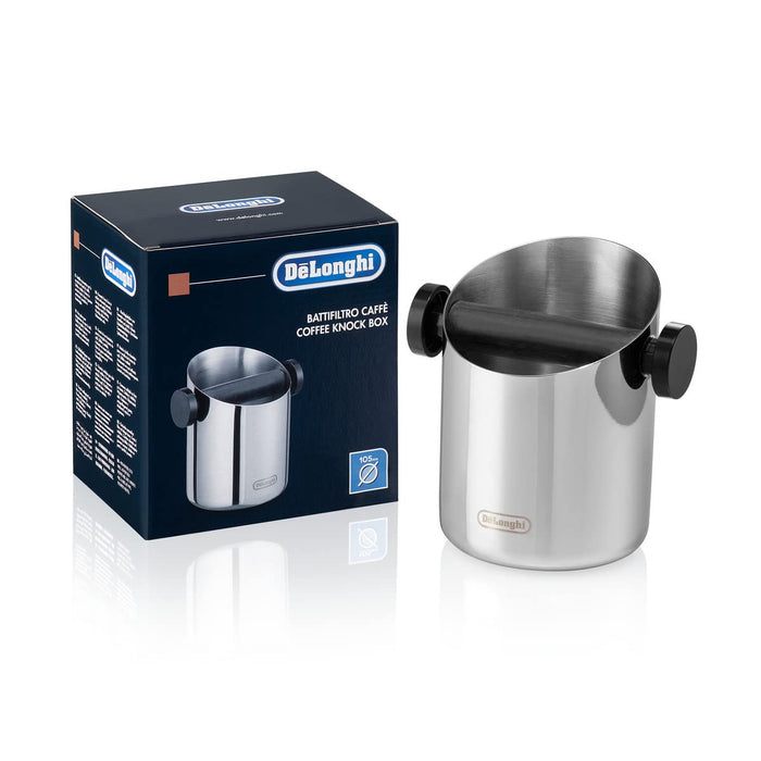 De'Longhi DLSC059 Abschlagbehälter, für Espresso Siebträger, Kaffeesatz Abschlagbox, Kaffeemaschinen Zubehör für den Barista Zuhause, Abklopfbehälter aus Edelstahl Single